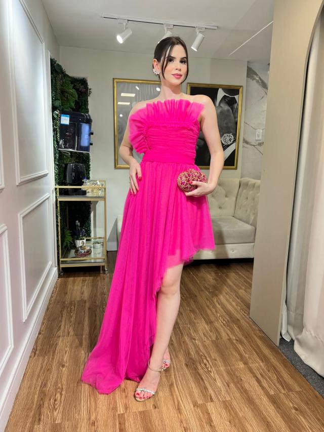 Vestido Pink assimétrico Garimpo