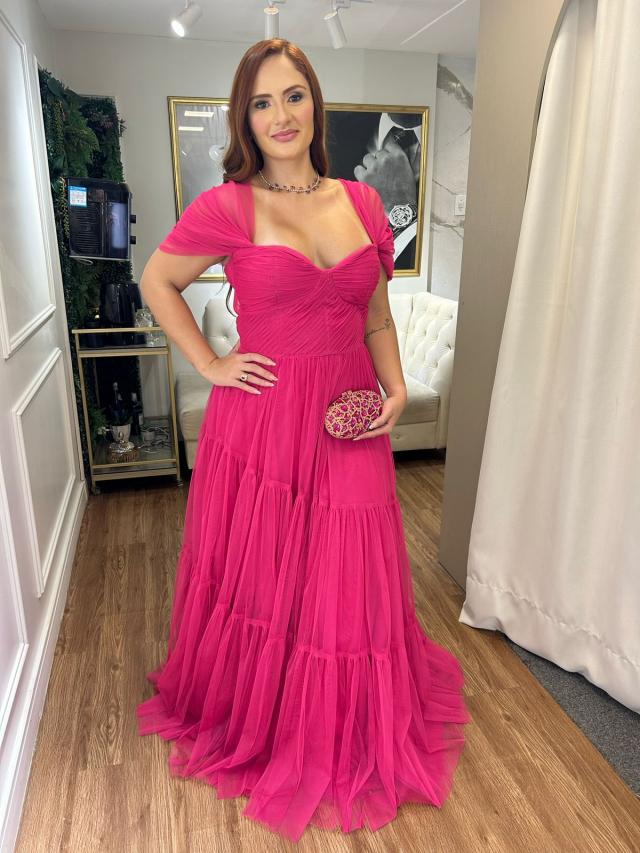 Vestido Pink corpete de tule Guilhermina