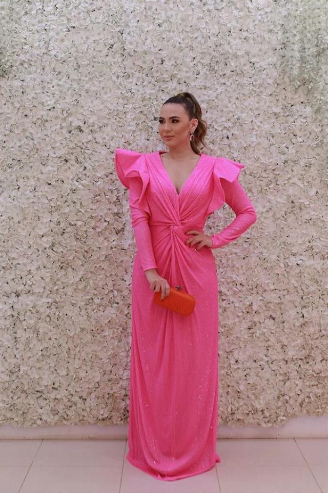 Vestido Rosa gummy de paetê Fátima Scofield