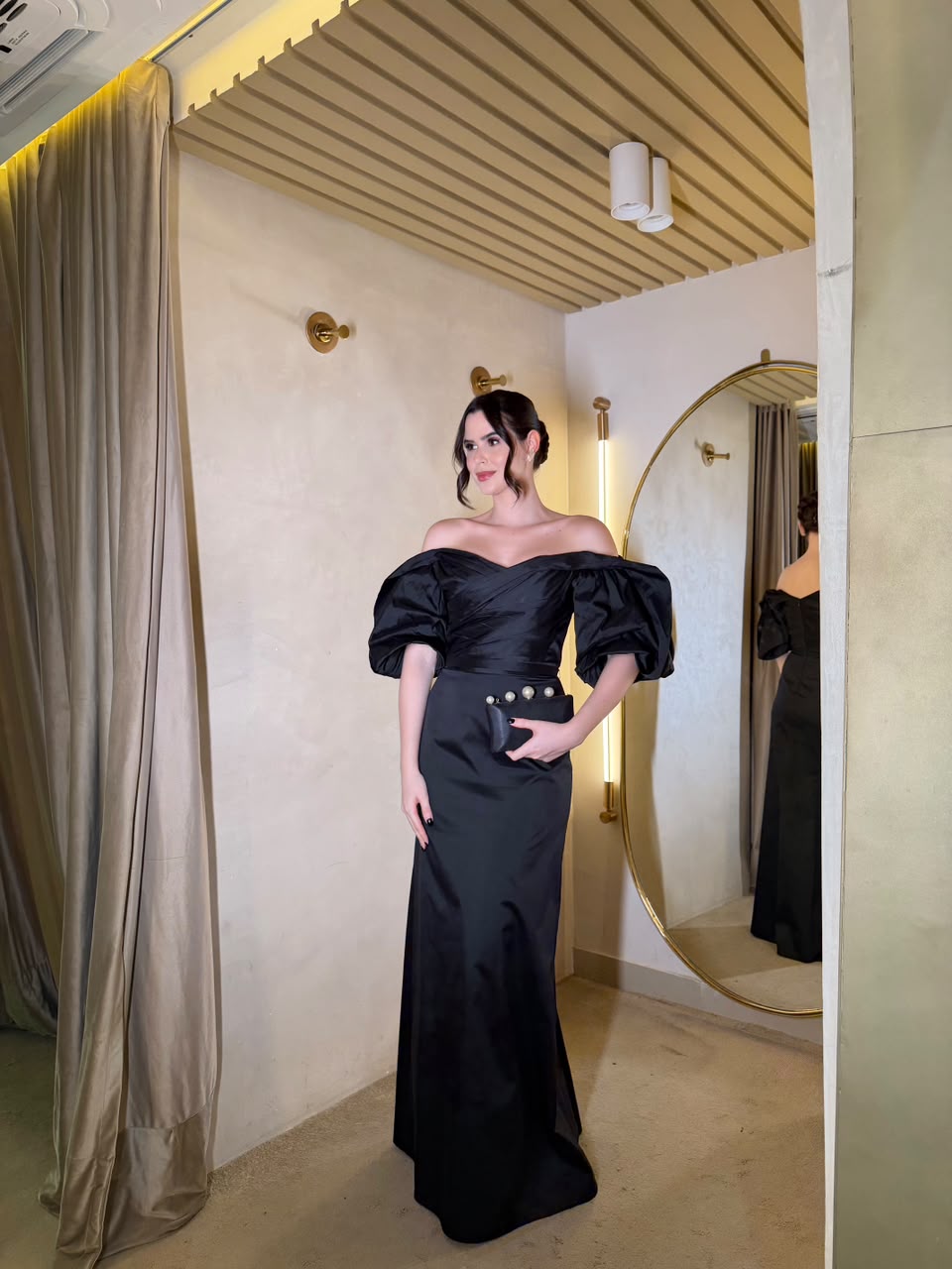 Vestido Preto ombro a ombro Maracujá