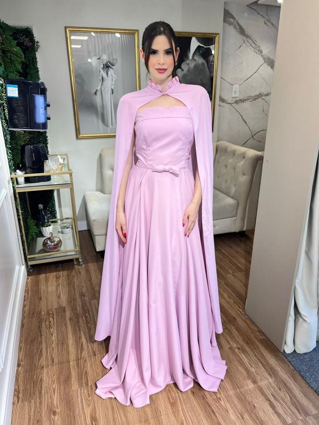 Vestido Lavanda tomara que caia de capa removível