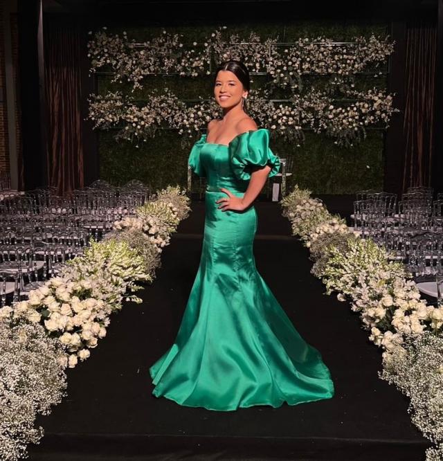 Vestido Verde de alfaiataria mangas bufantes