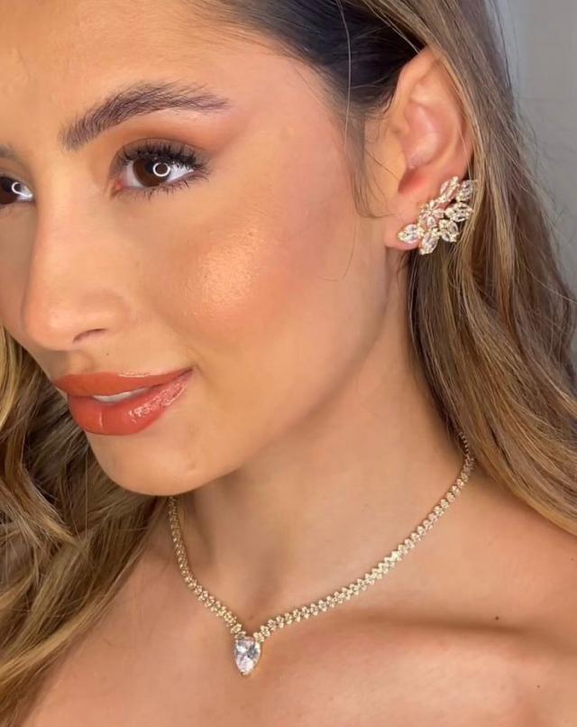 Jóia Dourada com prata brinco earcuff 