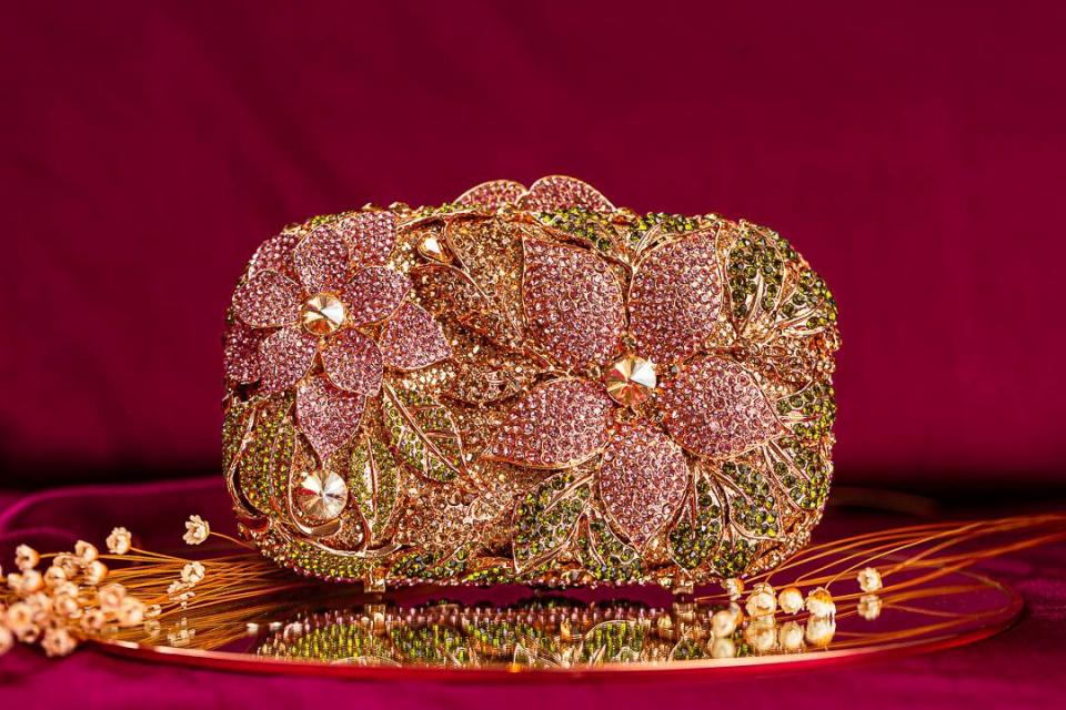 Clutch Rosê com verde - Isabel