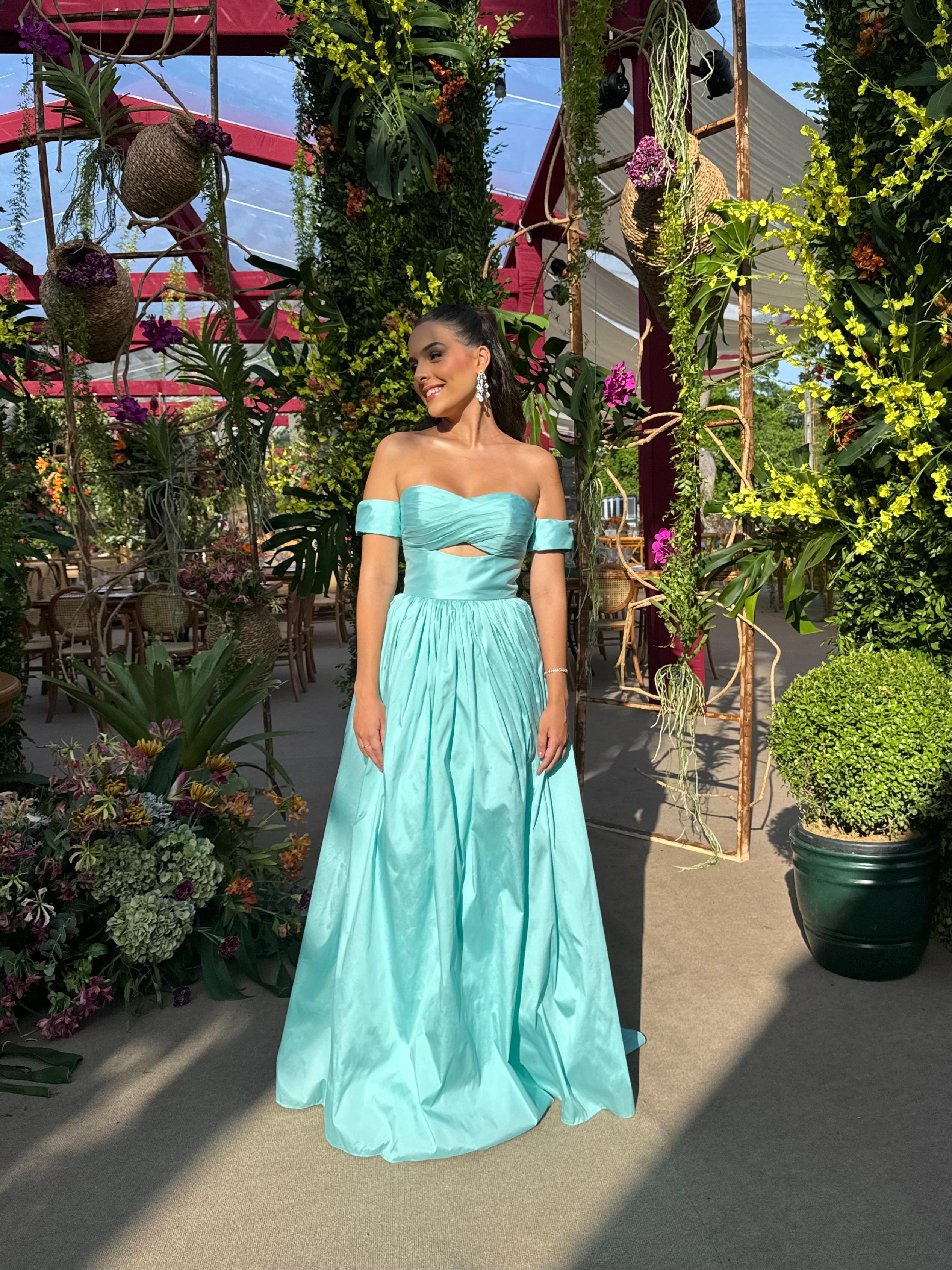 Vestido Verde água de tafetá