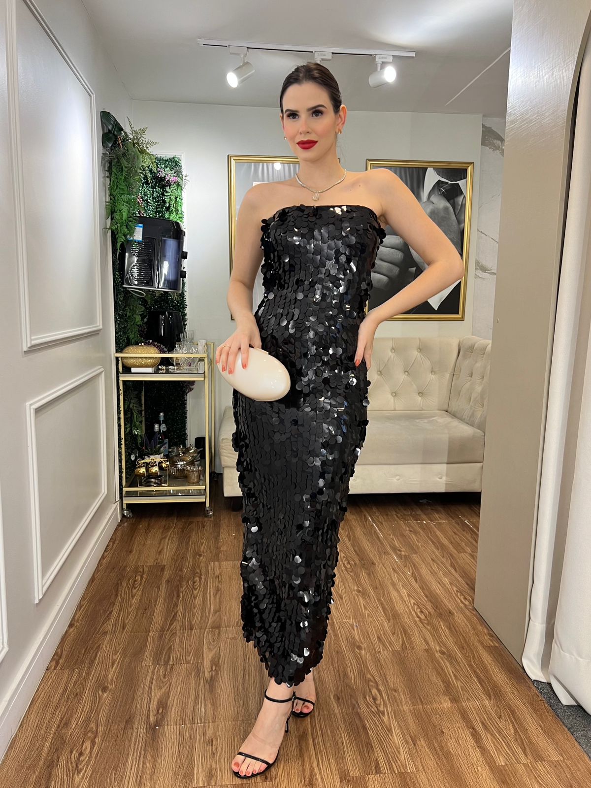Vestido Preto tubinho de paetê