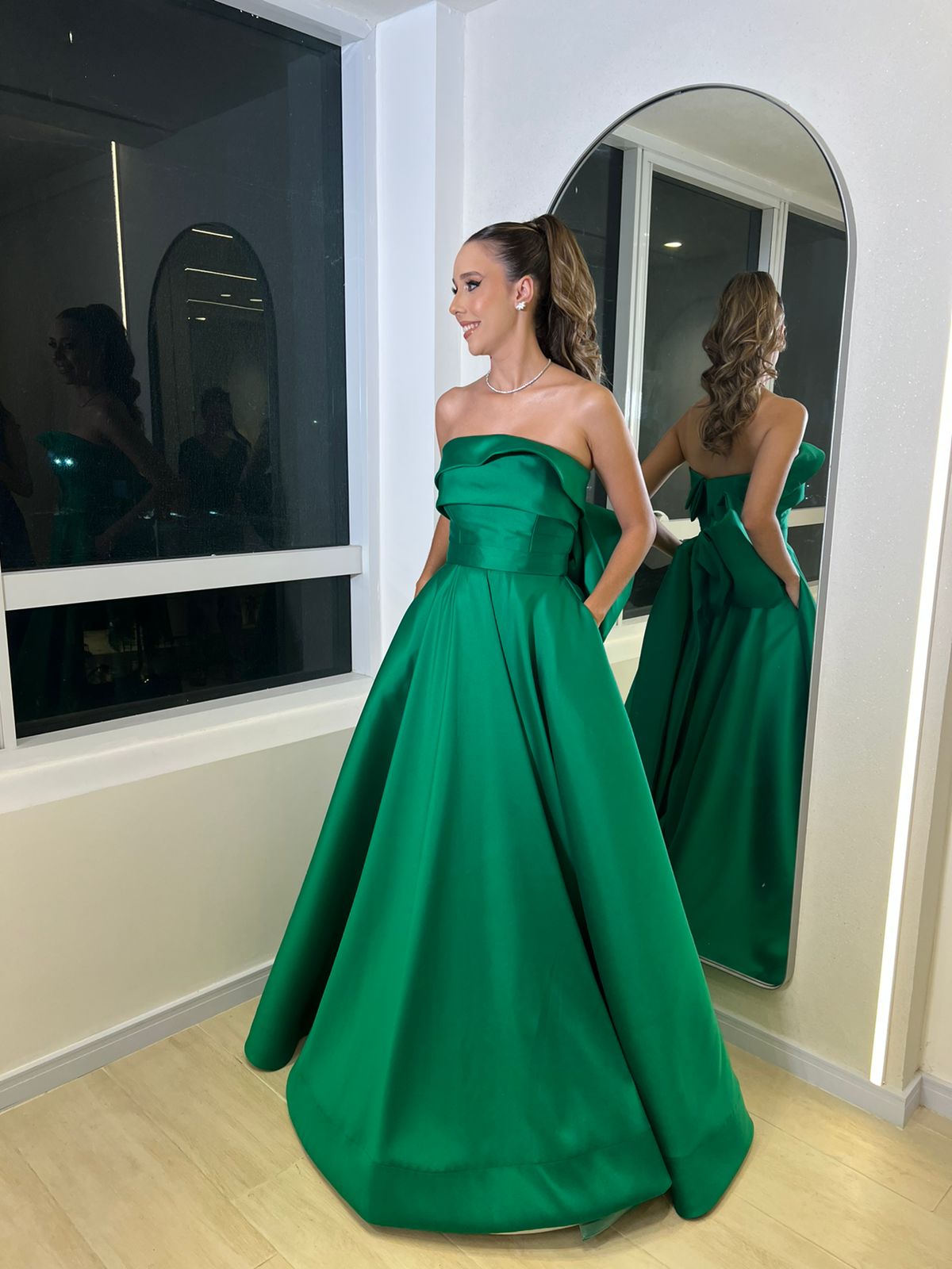 Vestido Verde Esmeralda tomara que caia 
