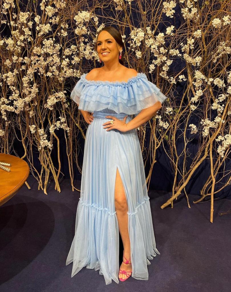 Vestido Azul Serenity de tule Garimpo